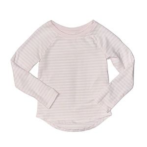 CAT & JACK Girl's Pink And White Striped Long Sleeve Shirt 5T